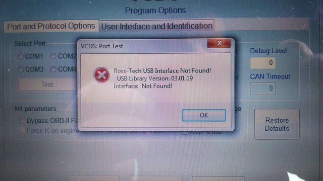 vcds usb interface not found